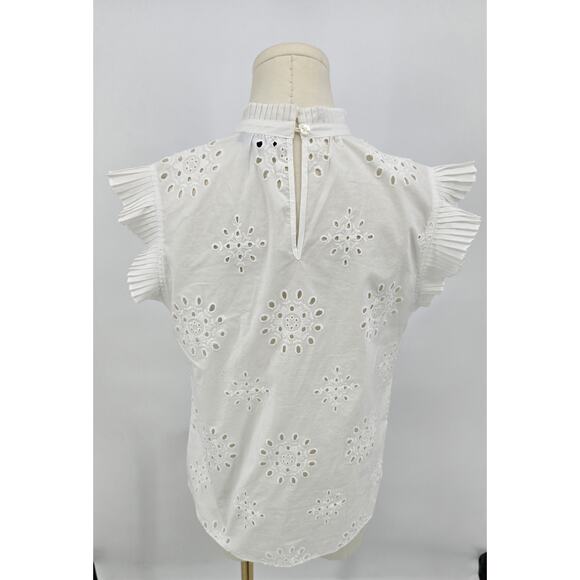 1 State White Eyelet Flutter Sleeve Top - Picture 3 of 5